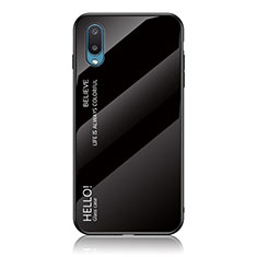 Silikon Schutzhülle Rahmen Tasche Hülle Spiegel Farbverlauf Regenbogen LS1 für Samsung Galaxy M02 Schwarz