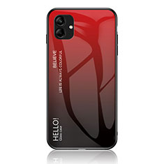 Silikon Schutzhülle Rahmen Tasche Hülle Spiegel Farbverlauf Regenbogen LS1 für Samsung Galaxy M04 Rot