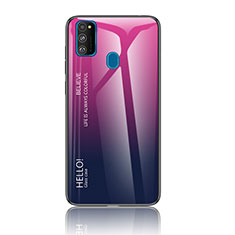 Silikon Schutzhülle Rahmen Tasche Hülle Spiegel Farbverlauf Regenbogen LS1 für Samsung Galaxy M21 Pink