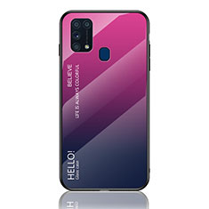 Silikon Schutzhülle Rahmen Tasche Hülle Spiegel Farbverlauf Regenbogen LS1 für Samsung Galaxy M21s Pink