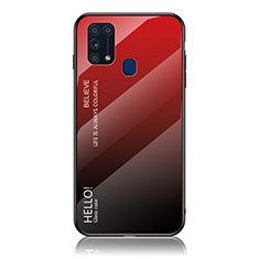 Silikon Schutzhülle Rahmen Tasche Hülle Spiegel Farbverlauf Regenbogen LS1 für Samsung Galaxy M21s Rot