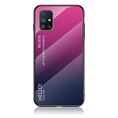 Silikon Schutzhülle Rahmen Tasche Hülle Spiegel Farbverlauf Regenbogen LS1 für Samsung Galaxy M31s Pink