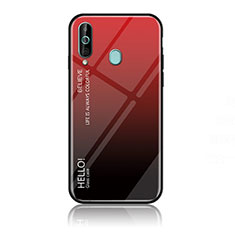 Silikon Schutzhülle Rahmen Tasche Hülle Spiegel Farbverlauf Regenbogen LS1 für Samsung Galaxy M40 Rot