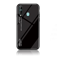 Silikon Schutzhülle Rahmen Tasche Hülle Spiegel Farbverlauf Regenbogen LS1 für Samsung Galaxy M40 Schwarz