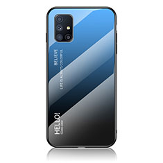 Silikon Schutzhülle Rahmen Tasche Hülle Spiegel Farbverlauf Regenbogen LS1 für Samsung Galaxy M51 Blau