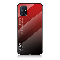Silikon Schutzhülle Rahmen Tasche Hülle Spiegel Farbverlauf Regenbogen LS1 für Samsung Galaxy M51 Rot