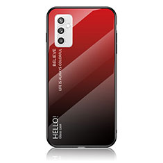 Silikon Schutzhülle Rahmen Tasche Hülle Spiegel Farbverlauf Regenbogen LS1 für Samsung Galaxy M52 5G Rot