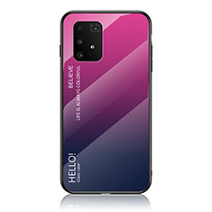 Silikon Schutzhülle Rahmen Tasche Hülle Spiegel Farbverlauf Regenbogen LS1 für Samsung Galaxy M80S Pink