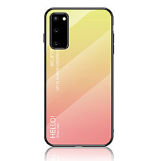 Silikon Schutzhülle Rahmen Tasche Hülle Spiegel Farbverlauf Regenbogen LS1 für Samsung Galaxy S20 5G Gelb