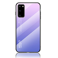 Silikon Schutzhülle Rahmen Tasche Hülle Spiegel Farbverlauf Regenbogen LS1 für Samsung Galaxy S20 5G Helles Lila