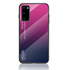 Silikon Schutzhülle Rahmen Tasche Hülle Spiegel Farbverlauf Regenbogen LS1 für Samsung Galaxy S20 5G Pink