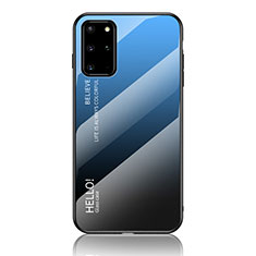 Silikon Schutzhülle Rahmen Tasche Hülle Spiegel Farbverlauf Regenbogen LS1 für Samsung Galaxy S20 Plus 5G Blau