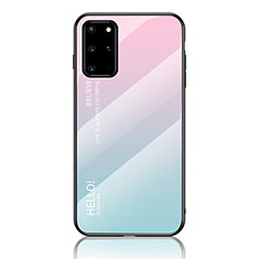 Silikon Schutzhülle Rahmen Tasche Hülle Spiegel Farbverlauf Regenbogen LS1 für Samsung Galaxy S20 Plus 5G Cyan