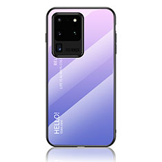 Silikon Schutzhülle Rahmen Tasche Hülle Spiegel Farbverlauf Regenbogen LS1 für Samsung Galaxy S20 Ultra 5G Helles Lila