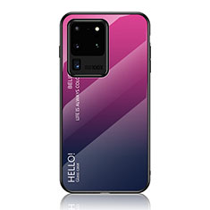 Silikon Schutzhülle Rahmen Tasche Hülle Spiegel Farbverlauf Regenbogen LS1 für Samsung Galaxy S20 Ultra 5G Pink