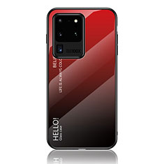 Silikon Schutzhülle Rahmen Tasche Hülle Spiegel Farbverlauf Regenbogen LS1 für Samsung Galaxy S20 Ultra 5G Rot