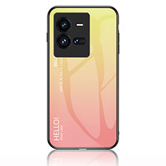 Silikon Schutzhülle Rahmen Tasche Hülle Spiegel Farbverlauf Regenbogen LS1 für Vivo iQOO 10 Pro 5G Gelb