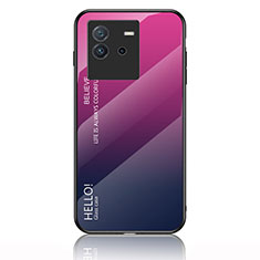 Silikon Schutzhülle Rahmen Tasche Hülle Spiegel Farbverlauf Regenbogen LS1 für Vivo iQOO Neo6 5G Pink