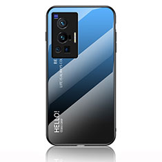 Silikon Schutzhülle Rahmen Tasche Hülle Spiegel Farbverlauf Regenbogen LS1 für Vivo X70 Pro 5G Blau