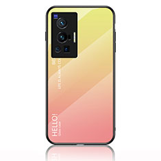 Silikon Schutzhülle Rahmen Tasche Hülle Spiegel Farbverlauf Regenbogen LS1 für Vivo X70 Pro 5G Gelb