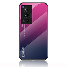 Silikon Schutzhülle Rahmen Tasche Hülle Spiegel Farbverlauf Regenbogen LS1 für Vivo X70 Pro 5G Pink