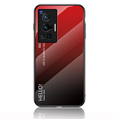 Silikon Schutzhülle Rahmen Tasche Hülle Spiegel Farbverlauf Regenbogen LS1 für Vivo X70 Pro 5G Rot