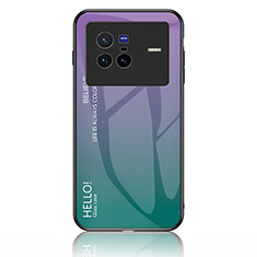 Silikon Schutzhülle Rahmen Tasche Hülle Spiegel Farbverlauf Regenbogen LS1 für Vivo X80 5G Plusfarbig
