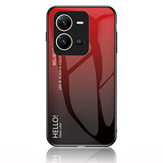 Silikon Schutzhülle Rahmen Tasche Hülle Spiegel Farbverlauf Regenbogen LS1 für Vivo X80 Lite 5G Rot