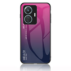 Silikon Schutzhülle Rahmen Tasche Hülle Spiegel Farbverlauf Regenbogen LS1 für Vivo Y55 4G Pink