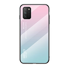 Silikon Schutzhülle Rahmen Tasche Hülle Spiegel Farbverlauf Regenbogen LS1 für Xiaomi Poco M3 Cyan