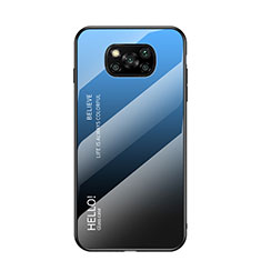 Silikon Schutzhülle Rahmen Tasche Hülle Spiegel Farbverlauf Regenbogen LS1 für Xiaomi Poco X3 NFC Blau