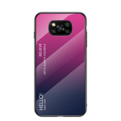 Silikon Schutzhülle Rahmen Tasche Hülle Spiegel Farbverlauf Regenbogen LS1 für Xiaomi Poco X3 NFC Pink