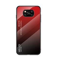 Silikon Schutzhülle Rahmen Tasche Hülle Spiegel Farbverlauf Regenbogen LS1 für Xiaomi Poco X3 NFC Rot