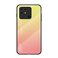 Silikon Schutzhülle Rahmen Tasche Hülle Spiegel Farbverlauf Regenbogen LS1 für Xiaomi Redmi 10 India Gelb