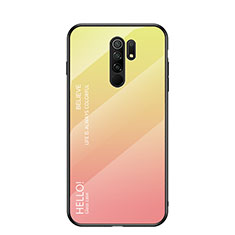 Silikon Schutzhülle Rahmen Tasche Hülle Spiegel Farbverlauf Regenbogen LS1 für Xiaomi Redmi 9 Gelb
