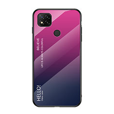 Silikon Schutzhülle Rahmen Tasche Hülle Spiegel Farbverlauf Regenbogen LS1 für Xiaomi Redmi 9 India Pink
