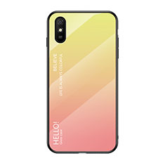 Silikon Schutzhülle Rahmen Tasche Hülle Spiegel Farbverlauf Regenbogen LS1 für Xiaomi Redmi 9A Gelb