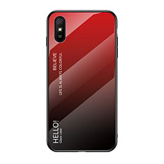 Silikon Schutzhülle Rahmen Tasche Hülle Spiegel Farbverlauf Regenbogen LS1 für Xiaomi Redmi 9AT Rot