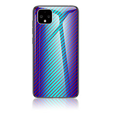 Silikon Schutzhülle Rahmen Tasche Hülle Spiegel Farbverlauf Regenbogen LS2 für Google Pixel 4 XL Blau
