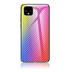 Silikon Schutzhülle Rahmen Tasche Hülle Spiegel Farbverlauf Regenbogen LS2 für Google Pixel 4 XL Rosa