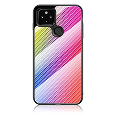 Silikon Schutzhülle Rahmen Tasche Hülle Spiegel Farbverlauf Regenbogen LS2 für Google Pixel 4a 5G Rosa