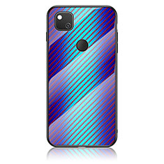 Silikon Schutzhülle Rahmen Tasche Hülle Spiegel Farbverlauf Regenbogen LS2 für Google Pixel 4a Blau