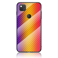 Silikon Schutzhülle Rahmen Tasche Hülle Spiegel Farbverlauf Regenbogen LS2 für Google Pixel 4a Orange