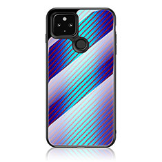 Silikon Schutzhülle Rahmen Tasche Hülle Spiegel Farbverlauf Regenbogen LS2 für Google Pixel 5 Blau