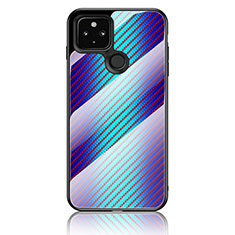 Silikon Schutzhülle Rahmen Tasche Hülle Spiegel Farbverlauf Regenbogen LS2 für Google Pixel 5 XL 5G Blau