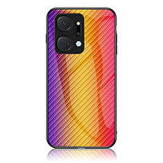 Silikon Schutzhülle Rahmen Tasche Hülle Spiegel Farbverlauf Regenbogen LS2 für Huawei Honor X7a Orange