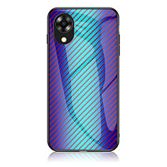 Silikon Schutzhülle Rahmen Tasche Hülle Spiegel Farbverlauf Regenbogen LS2 für Oppo A17K Blau