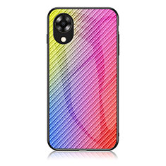 Silikon Schutzhülle Rahmen Tasche Hülle Spiegel Farbverlauf Regenbogen LS2 für Oppo A17K Rosa