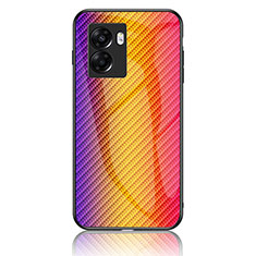 Silikon Schutzhülle Rahmen Tasche Hülle Spiegel Farbverlauf Regenbogen LS2 für Oppo A56S 5G Orange