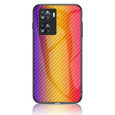 Silikon Schutzhülle Rahmen Tasche Hülle Spiegel Farbverlauf Regenbogen LS2 für Oppo A57 4G Orange
